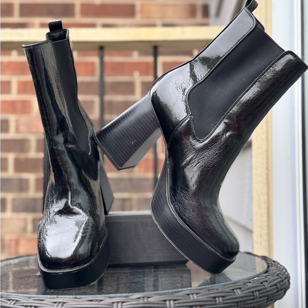 Circus by Sam Edelman - Black Stance Patent Leather Ankle Boots